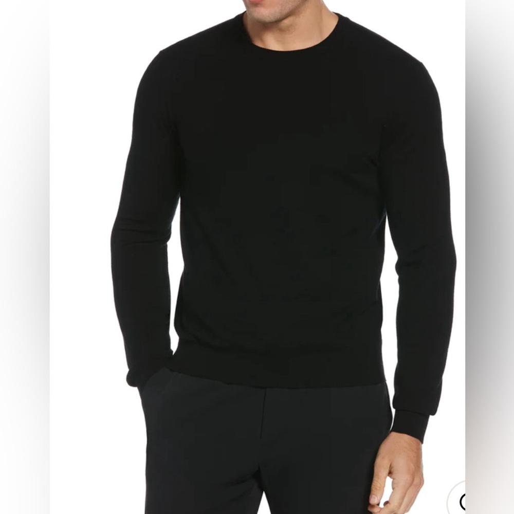 Perry Ellis Tech Knit Long Sleeve Crew Neck Pullover Sweater Black Men’s S NWT